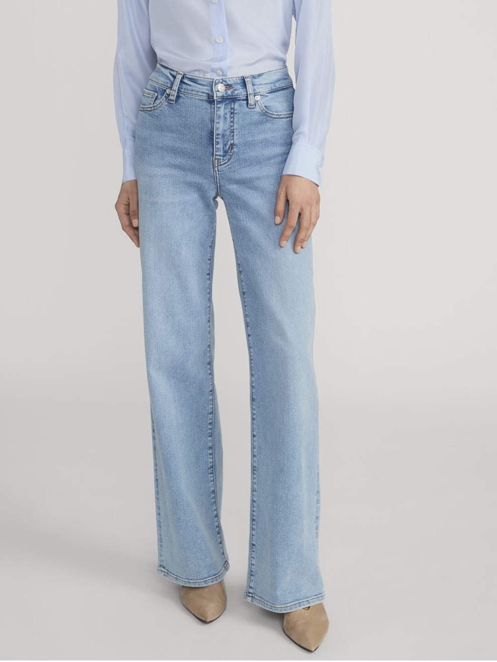 FRAME $298 Le Slim Leg Palazzo Light Wash Denim Wide Leg Jean High Waist 25